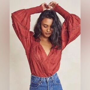 Free People Intimately The Eloise Bishop Sleeve Bodysuit